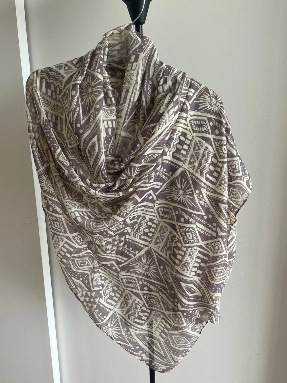 Modern Scarf Wrap Shawl Lavender Mauve Purple Cream Contemporary Print 37